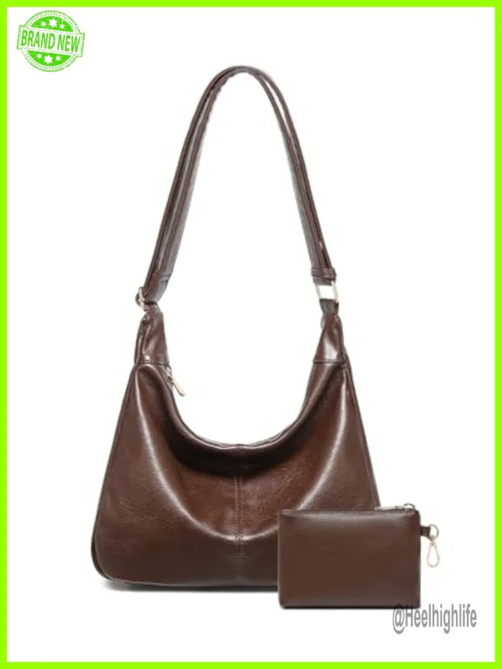 Vegan Leather Slouchy Hobo Bag with Mini Purse Crossbody Shoulder Tote
